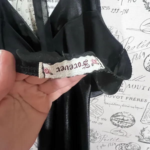 Forever 21 Elegant Black Halter Satin-Like Dress Balletcore Flare Size XS- Small - Image 6