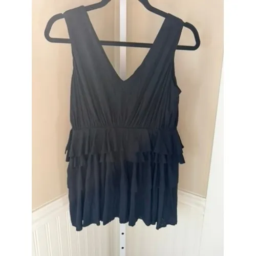 Robert Rodriguez Black Ruffle‎ Tiered V-Neck Sleeveless Top Sz XS - Image 3
