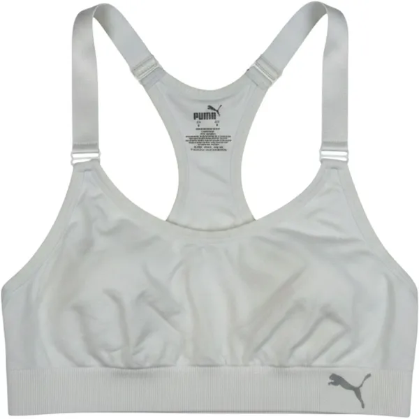 Puma Sports Bra Women Small White Racerback Adjustable Straps Athleisure - Image 2