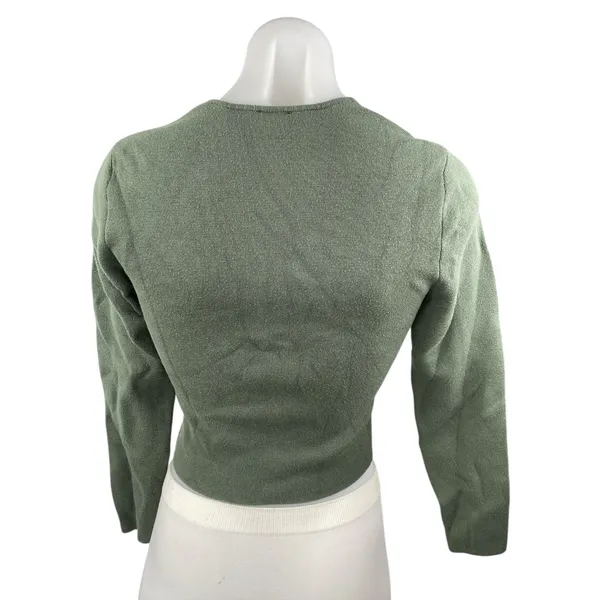 Abercrombie & Fitch Womens Green Knit Square Neck Long Sleeve Crop Sweater Top S - Image 2