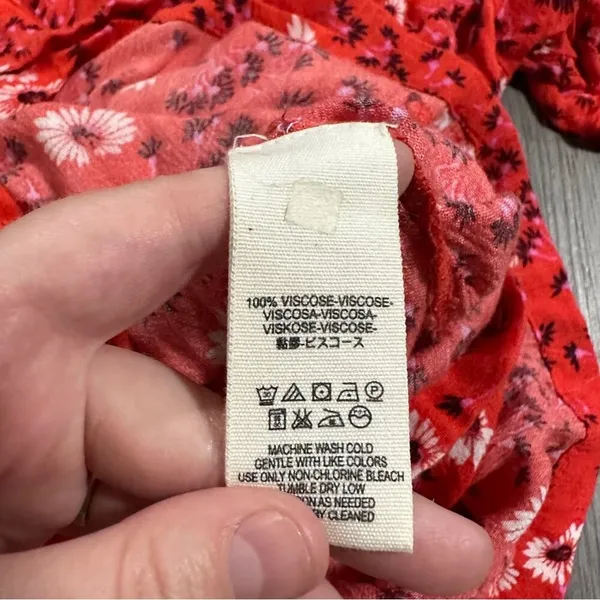 Free People Jinx Red & White Floral Print Cut Out Tie Front‎ Romper Dress Size 4 - Image 8