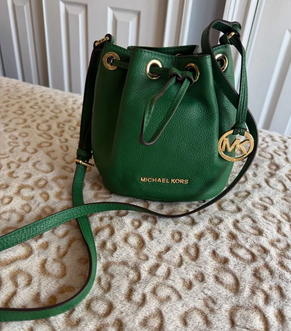Michael Kors Bucket Bag Leather Mini Crossbody Esmerald Green Women's - Image 3