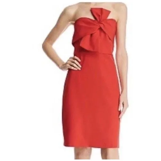 Sam Edelman Red Strapless Bow Sheath Party Dress Sz 6 Dance Homecoming Night Out - Image 2