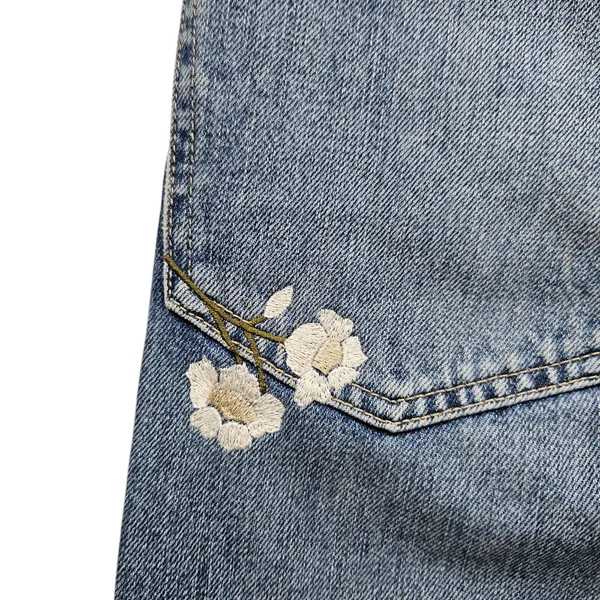 7 For All Mankind Easy Straight Floral Embroidered Denim Jeans Womens 26 - Image 12