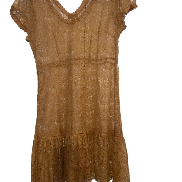 Scully honey creek western wear Sheer Lace dress Tan Dress stagecoach - Image 10