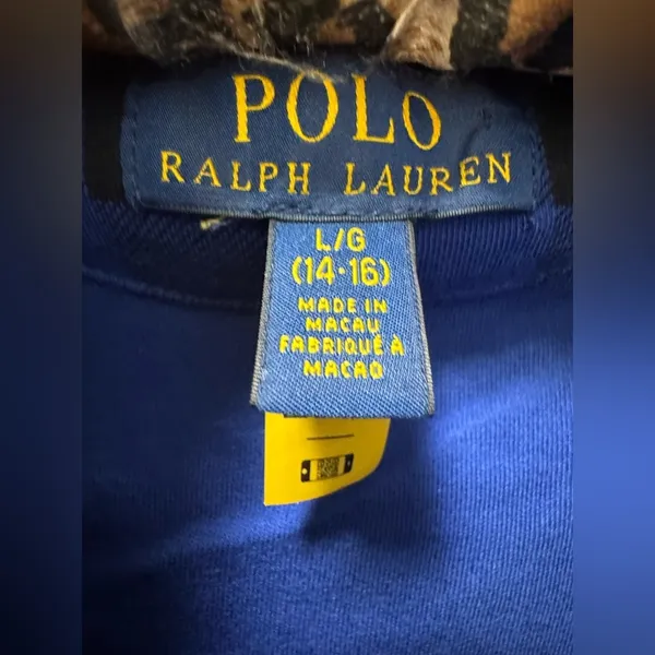 $138 Polo Ralph Lauren Blue Plaid Logo Mock Neck 1/4-Zip Sweater Size Small - Image 2