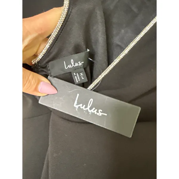 NWT Lulus Timeless Poise Black Rhinestone Square Neck Backless Maxi Dress Sz XL - Image 8