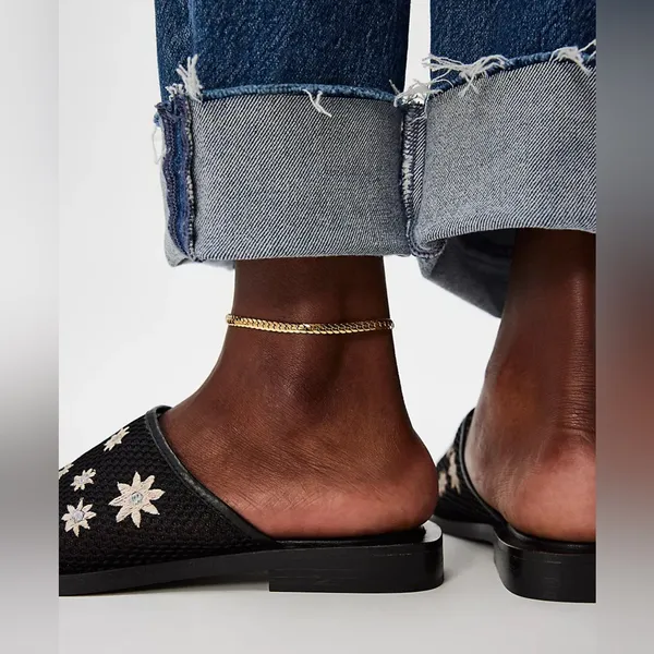 Free People Becky Daisy Embroidered Mules in Black 9 - Image 4