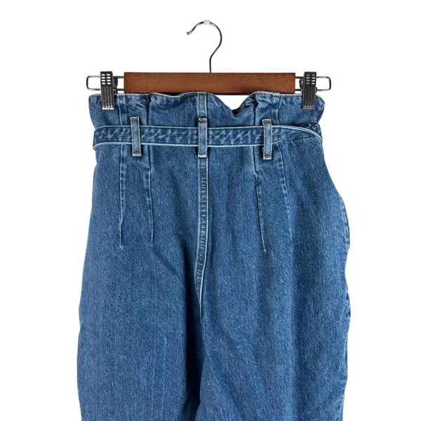 Abercrombie & Fitch Mom Jean Womens 26/2R‎ Blue Paperbag Waist Belted Straight - Image 11