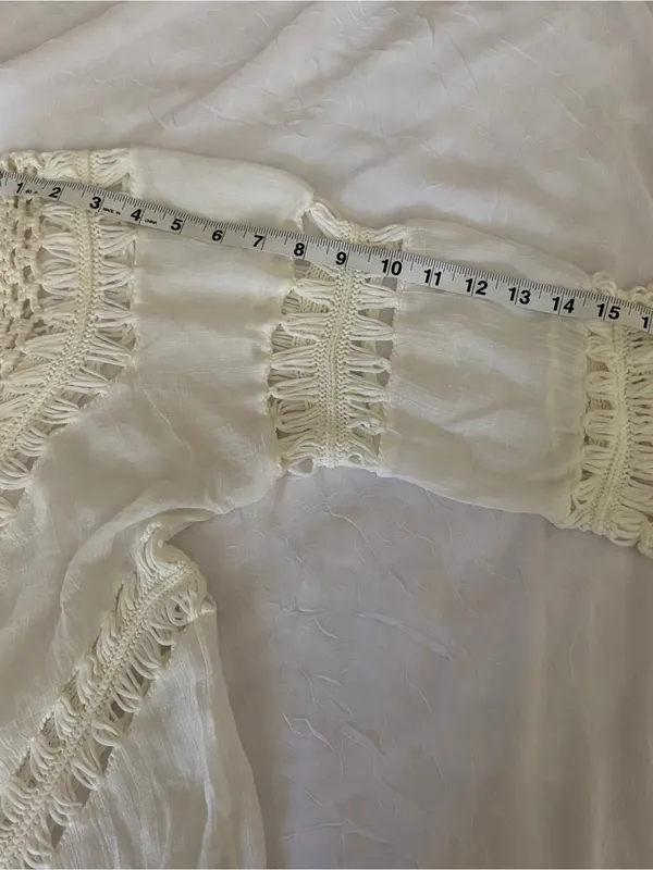 White Crochet-Trim Peasant Top - swim coverup or blouse - Image 7