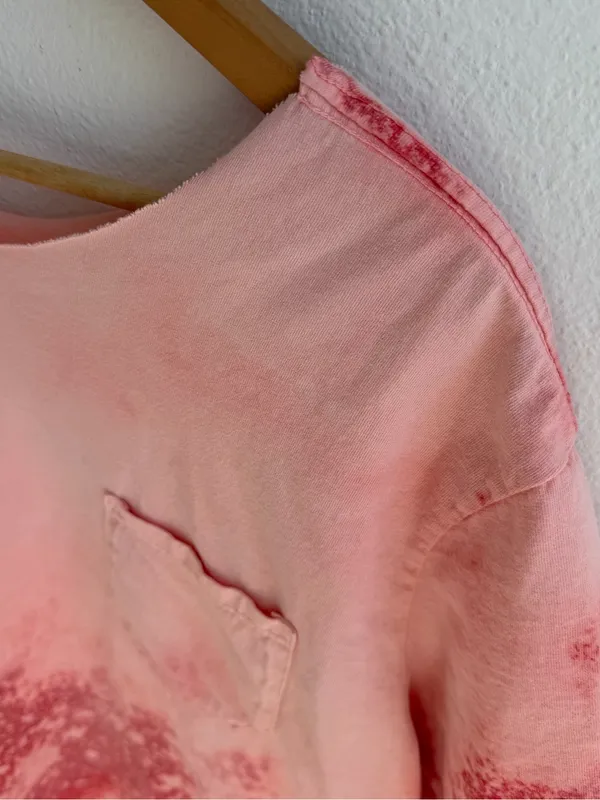 Bleached grunge off the shoulder pocket tee Red Size L - Image 4