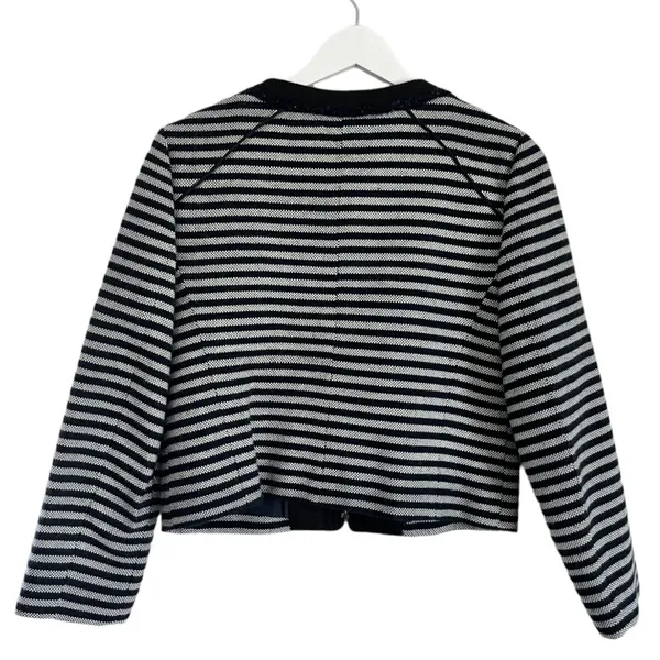 J. Crew Factory Suiting Wool Striped Tweed Full Zip Jacket Blue Women’s Size 4 - Image 2