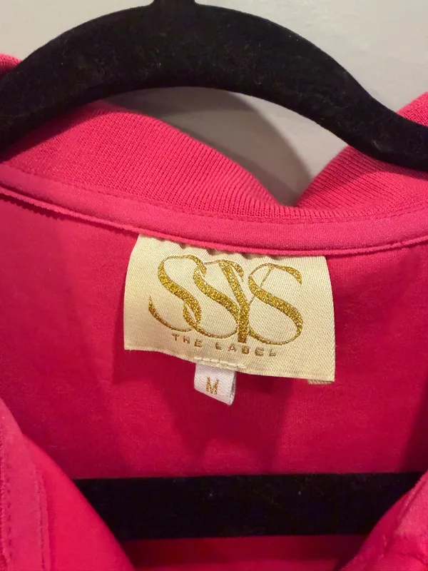 SSYS The Label Margaret Drop Waist Flounce Hem Collared Dress Hot Pink - Image 6