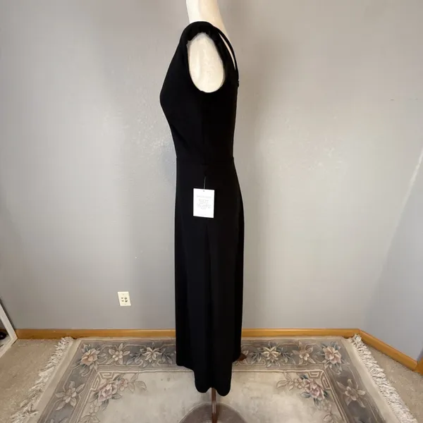Alamour‎ Marta One Shoulder Maxi Dress Size M Cutout Gown Black Ponte High Slit - Image 4