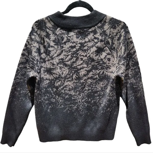 Athleta Women Jacquard Crew‎ Sweater in Frosted Floral Black And Tan Extra Small - Image 5