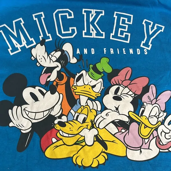 Mickey And Friends Mickey Mouse Pluto Goofy Donald Duck Blue Crop Top Womens M - Image 2