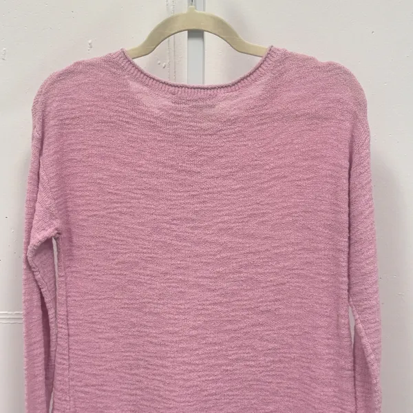 Loft Pink Textured Slub Knit Long Sleeve Crew Neck Sweater XS Pastel Casual - Image 5
