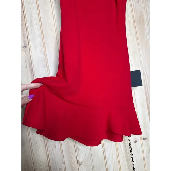 NWT Lulus Compelling Composure Red Sleeveless Ruffled Bodycon Mini Dress Size XS - Image 4