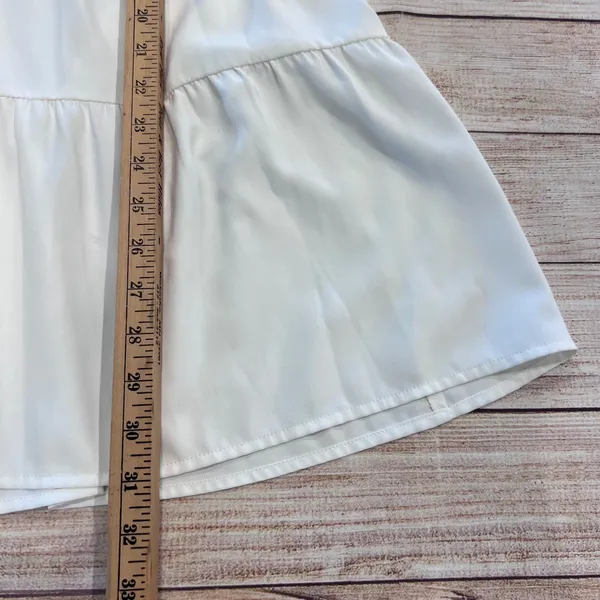 Amanda Uprichard White Tiered Long Sleeve Mini Dress XS - Image 5