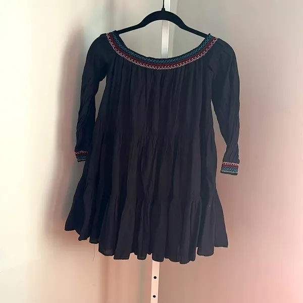 Free People Sunbeams Embroidered Mini Dress Size XS-S Boho Tiered Off Shoulder - Image 4