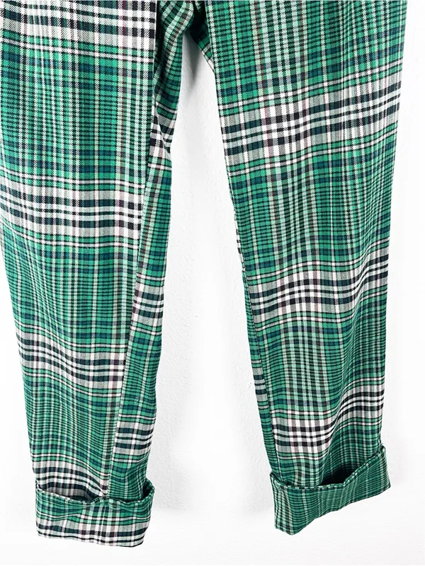 FREE PEOPLE Green All For Me Plaid Tapered Cuffed Pants Slacks Trousers Size 0 - Image 9