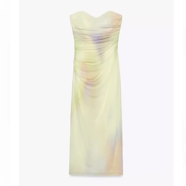 Zara NWT tie dye print midi tulle mesh dress - Image 4