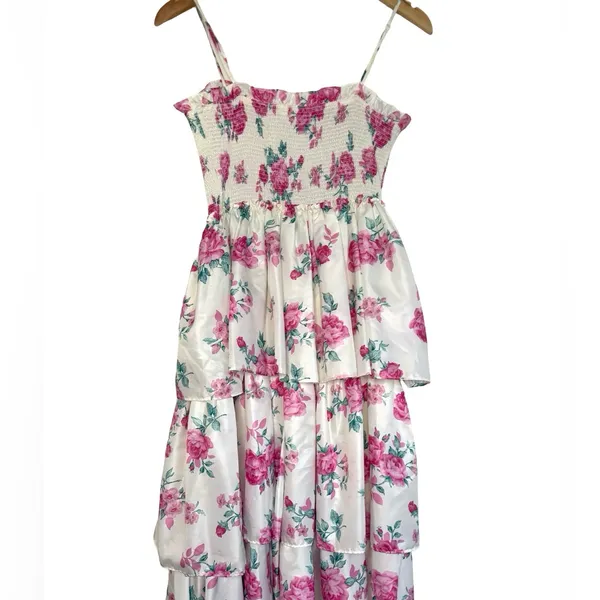 LoveShackFancy x Target Elise Floral Tiered Midi Dress Limited XS Pink White - Image 7