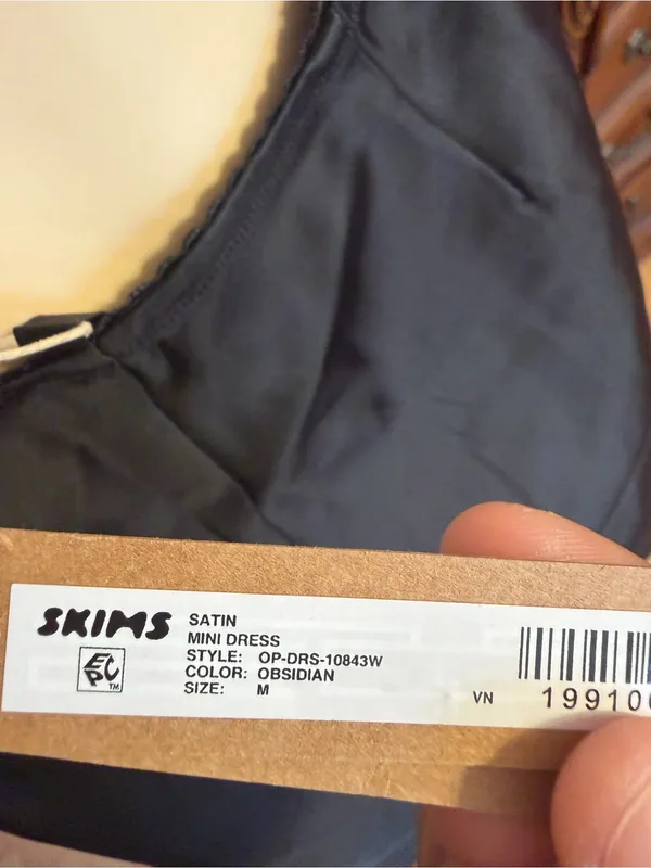 NWT SKIMS Black Satin Slip Dress - Image 4