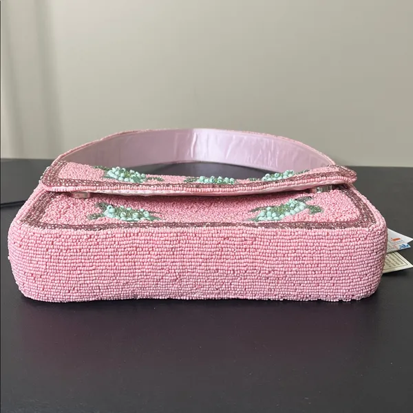 Handcrafted In India | Beaded Turtle Shoulder Bag 🐢 Pink - Image 14