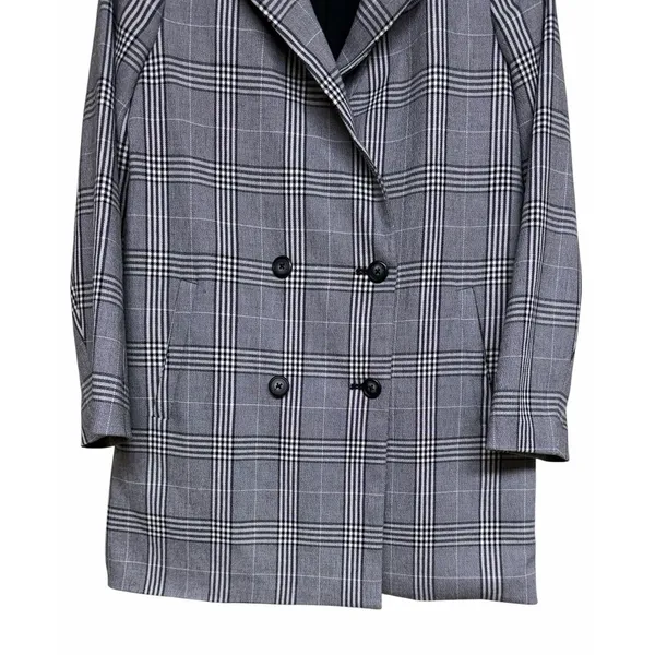 Madewell‎ Caldwell Double-Breasted Oversized Blazer Black/White Plaid Women's XS - Image 5
