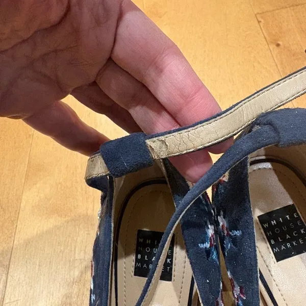 White House black market Bethany blue suede embroidered shoes 8.5 - Image 7