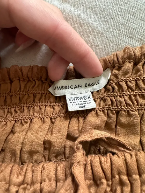 American Eagle Brown Balloon Sleeve Top - Image 3