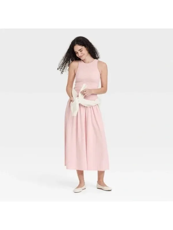 Universal Thread NWT Women's Pink Smocked A-Line Dress Size XS - Image 3