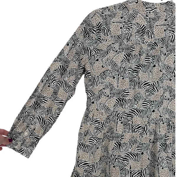 J.Crew Animal Print Novelty Zebra Leopard Long Sleeve Tiered‎ Mini Dress Size XS - Image 11