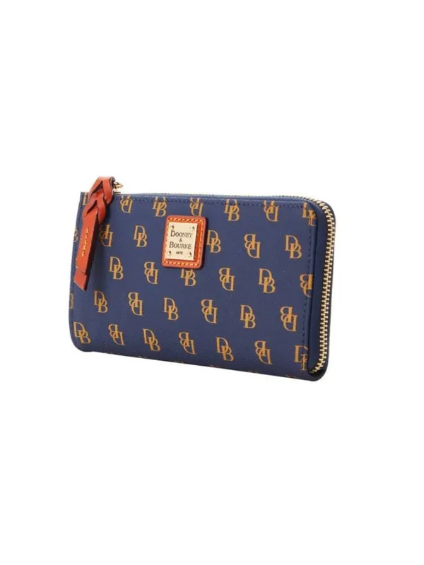 Dooney & Bourke Gretta Folded Zip Wristlet Wallet Signature Monogram Print Navy - Image 2