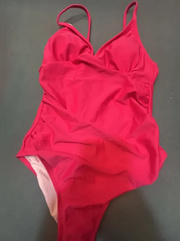 Cupshe Women's Ruched V-Neck One-Piece Swimsuit Pink Size S - Image 11