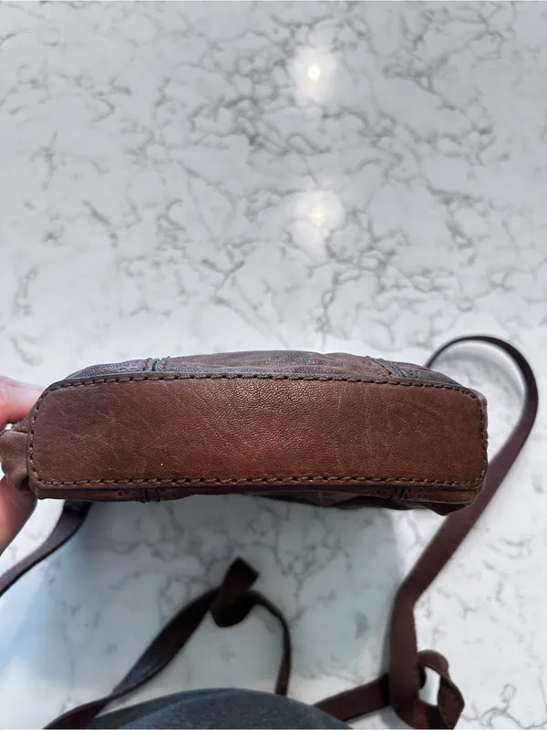 Vintage Fossil Talita Brown Leather Hobo Crossbody Handbag - Image 7