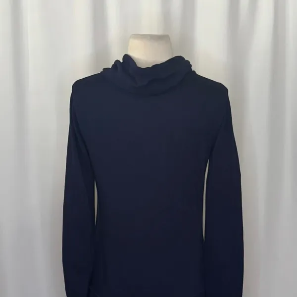 LILLY PULITZER Hillary Pullover True Navy Cowl Neck Sweatshirt Pocket Small - Image 9