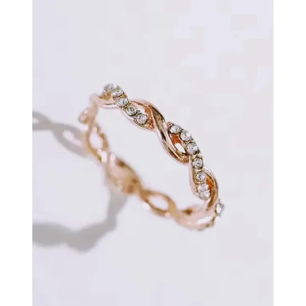 NEW 14k Rose Gold-Plated S925 Simulated Diamond Eternity Twist Ring, Size 7.5‎ - Image 9