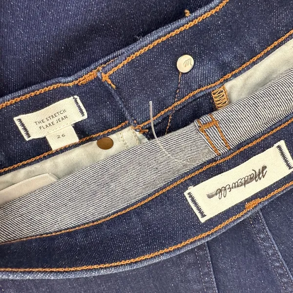 NEW Madewell The Stretch Flare Jean Rinse Wash Dark Blue High Rise US 26 - Image 11