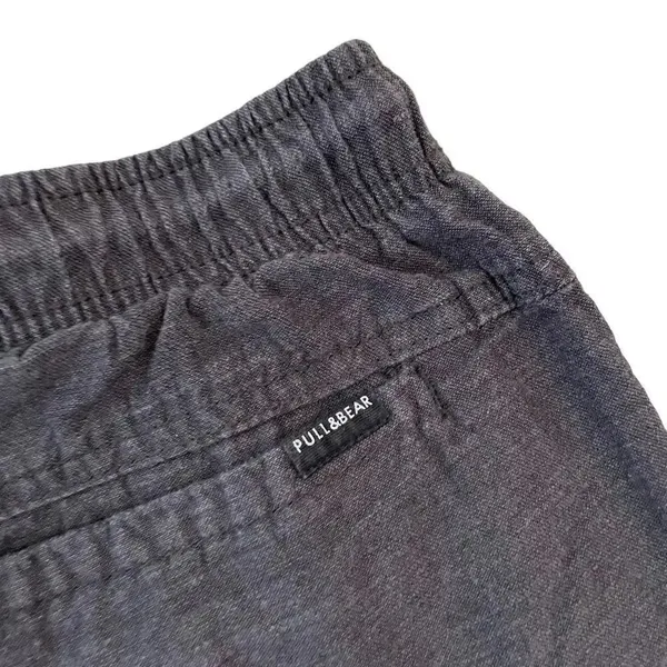 Pull & Bear Charcoal Cotton Side Pockets Elastic Drawstring Unisex Short Pants M - Image 3