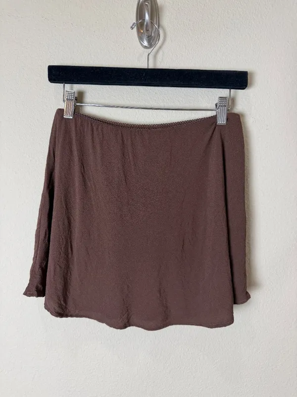 American Eagle Viscose Chocolate Brown Mini Skirt Size Small - Image 4