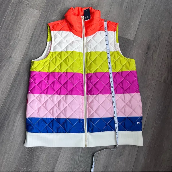 crown & ivy Multicolor Striped Women’s Vest XL Quilted New - Image 7