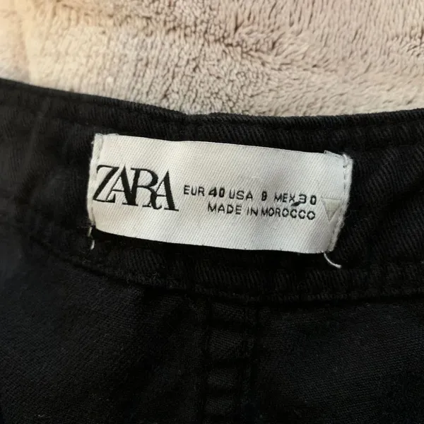 Zara Womens 8 Cargo Pants Black Wide Leg Utility Workwear Jeans Trouser Straight - Image 5