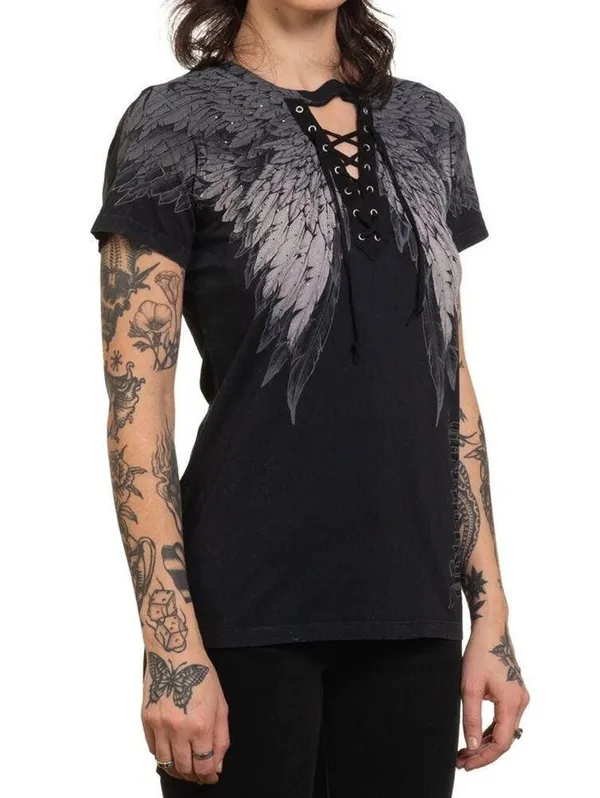 AFFLICTION Age of Winter Short Sleeve Tee Size L New with Tag MSRP $58 SOO - Image 3