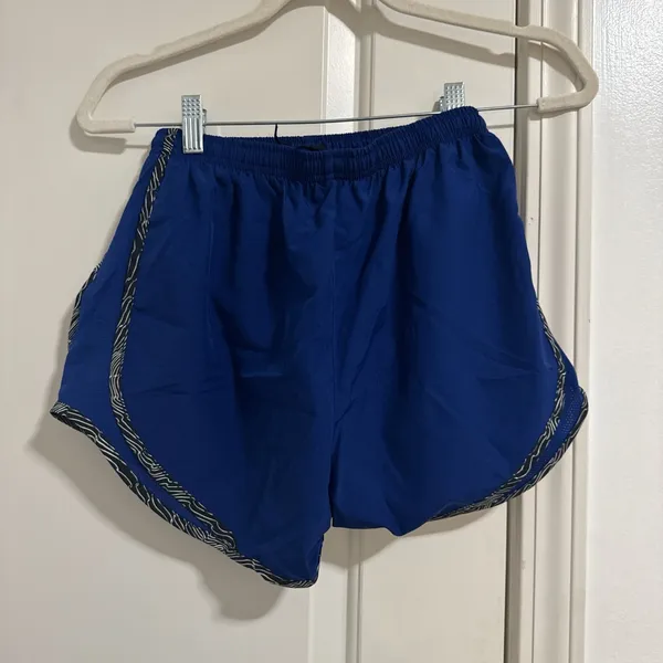Nike Women's Athletic Shorts in Blue with Patterned Trim - Image 2