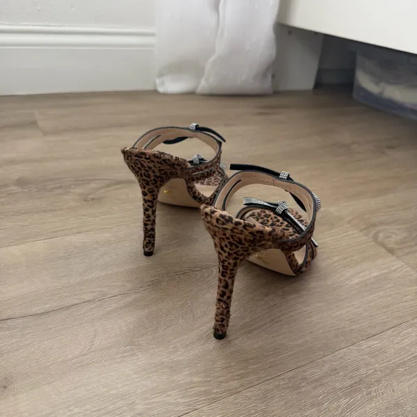 Stuart Weitzman Made In Spain Leather Bow 100 Slide Heeled Sandals Size 7.5 - Image 5
