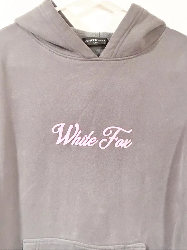 White Fox Boutique Season 7 Oversized Hoodie‎ Monument Grey Pink Small/Medium - Image 2