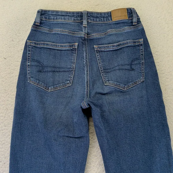 American Eagle Mom Jeans Womens 2 Regular Blue High Rise‎ Tapered Stretch Denim - Image 8