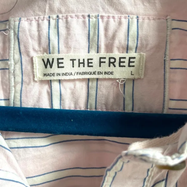 We The Free Striped Button Down Womens L Pink Coastal Boho‎ Oversized Shirt - Image 8